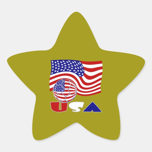 USA Flag Soccer Ball Golden Background Star Sticker (Front)