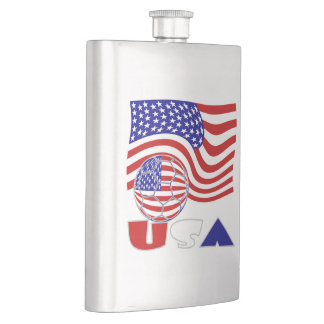 USA Flag Soccer Ball Hip Flask