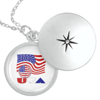 USA Flag Soccer Ball Locket Necklace
