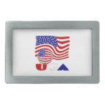 USA Flag Soccer Ball Rectangular Belt Buckle