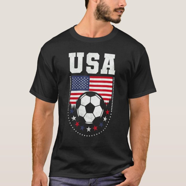 Usa Flag Soccer Fan T-Shirt (Front)