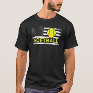 USA Flag Softball American Patriot US Flag Softbal T-Shirt