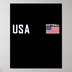 Usa Flag Softll Team Equipment Women Men Softll  Poster