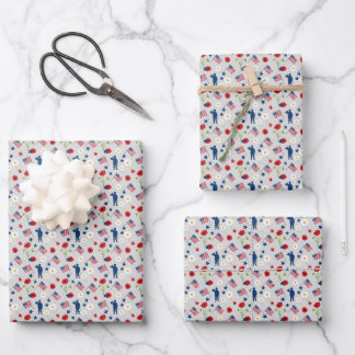 USA Flag Soldier Patriotic Memorial Day Wrapping Paper Sheets