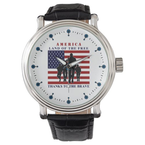 USA Flag Soldiers Land of Free Watch