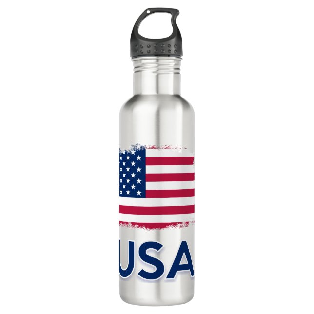 USA Flag   Stainless Steel Water Bottle (Front)