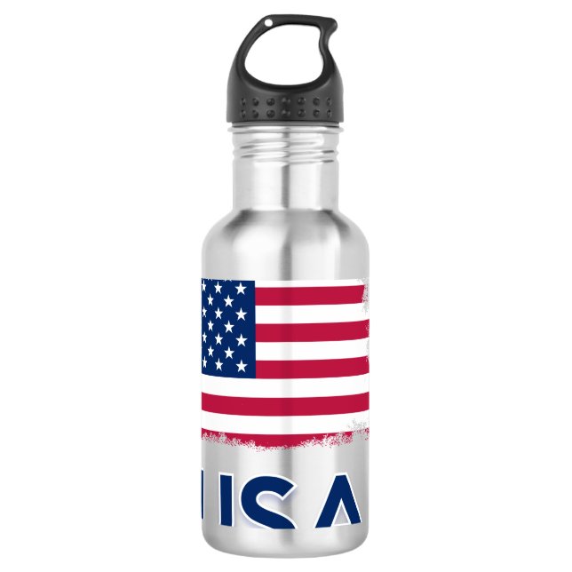 USA Flag   Stainless Steel Water Bottle (Front)