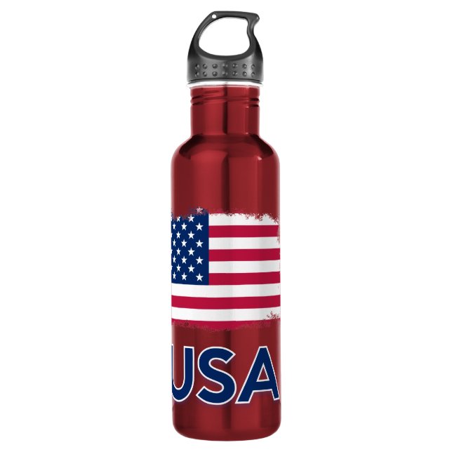 USA Flag    Stainless Steel Water Bottle (Front)