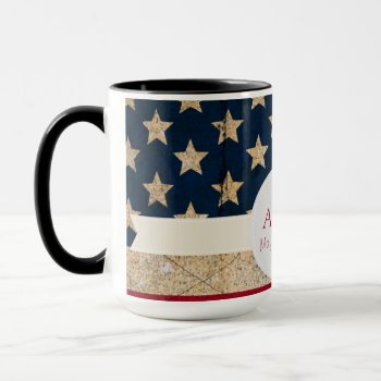 Usa Flag Stars And Stripes Monogram Mug by oddFrogg at Zazzle