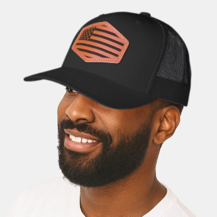 USA Flag Stars and Stripes Patriotic Leather Patch Hat