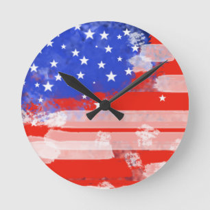 USA flag / stars and stripes Round Clock