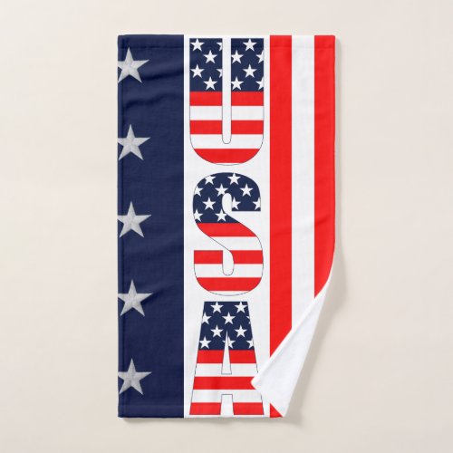 USA Flag Stars  Stripes Custom Hand Towel