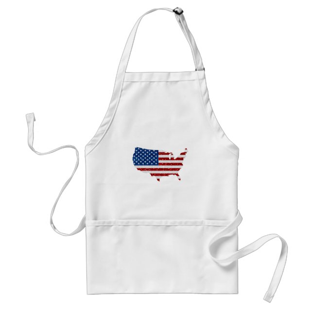 USA Flag Stars & Stripes July 4 Glitter Adult Apron (Front)