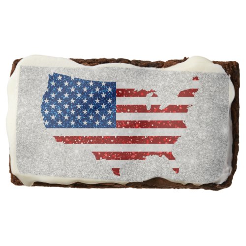 USA Flag Stars  Stripes July 4 Glitter Brownie