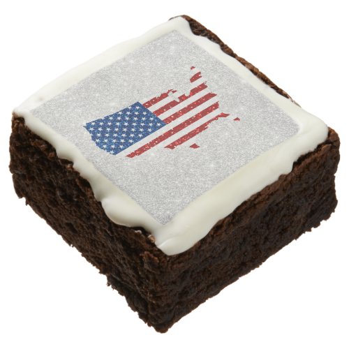 USA Flag Stars  Stripes July 4 Glitter Brownie