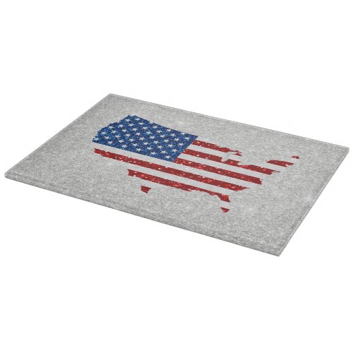 USA Flag Stars  Stripes July 4 Glitter Cutting Board