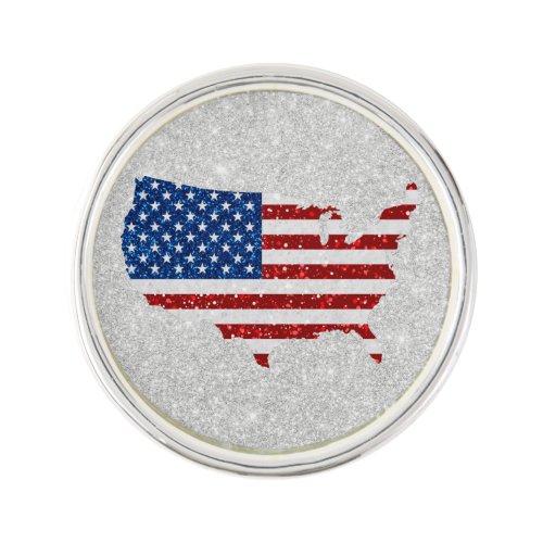 USA Flag Stars  Stripes July 4 Glitter Lapel Pin