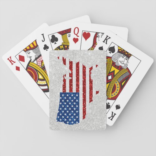 USA Flag Stars  Stripes July 4 Glitter Poker Cards