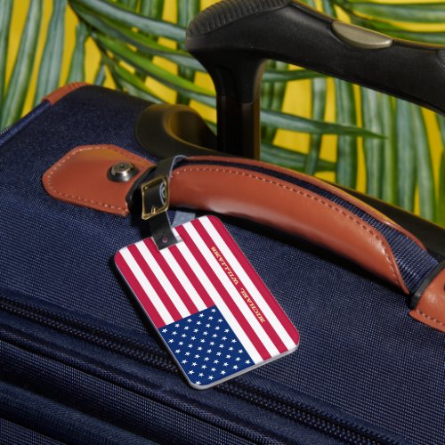 USA Flag Stars Stripes Patriotic America Travel Luggage Tag