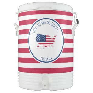 USA FLAG Stars & Stripes Personalized Custom Text Beverage Cooler