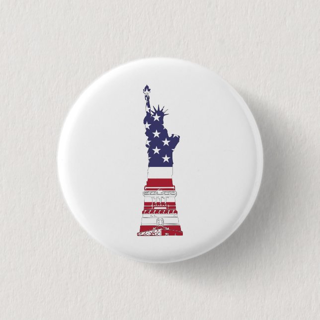 Usa Flag Statue Of Liberty  Button (Front)