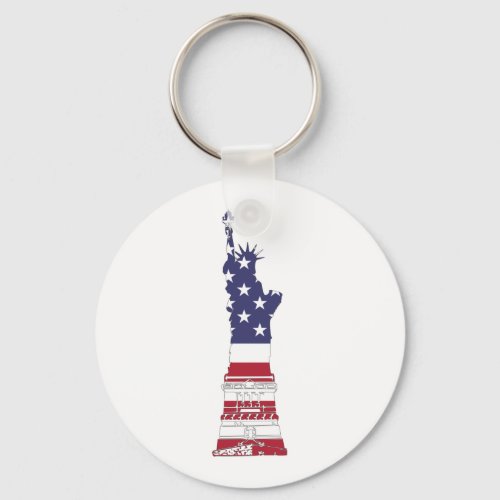 Usa Flag Statue Of Liberty Keychain