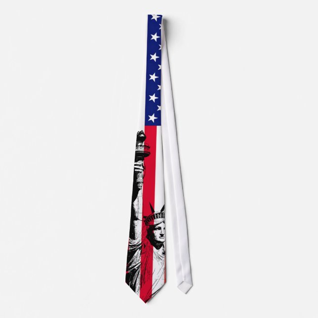 USA Flag & Statue of Liberty Neck Tie (Front)