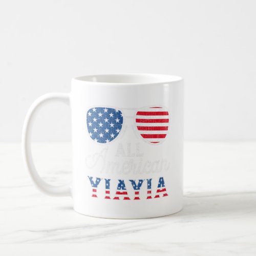 USA Flag Sunglass With All American Yiayia 4th Of  Coffee Mug