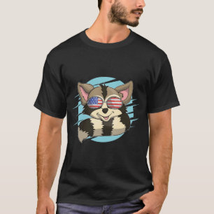 USA Flag Sunglasses Funny Raccoon Trash Panda Cute T-Shirt