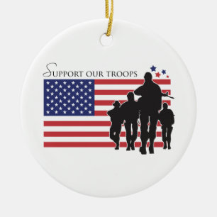USA Flag - Support Our Troops Ceramic Ornament