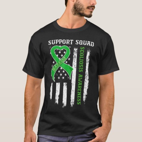 USA Flag Support Squad Scoliosis Awareness T_Shirt