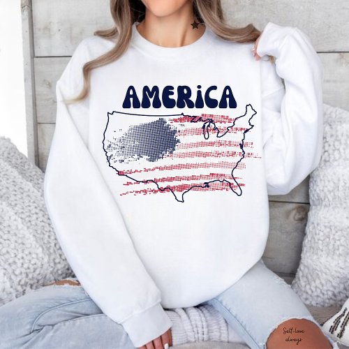 USA Flag Sweatshirt USA Sweatshirt America Gift  Sweatshirt