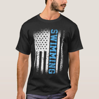 USA Flag Swimming Swim American Swimmer girl T-Shirt