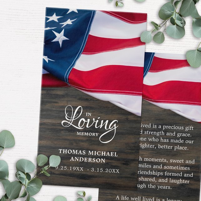 USA Flag Sympathy Memorial Funeral Prayer Card (Creator Uploaded)