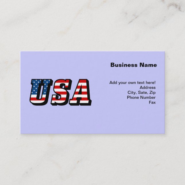 USA Flag Text Business Card (Front)