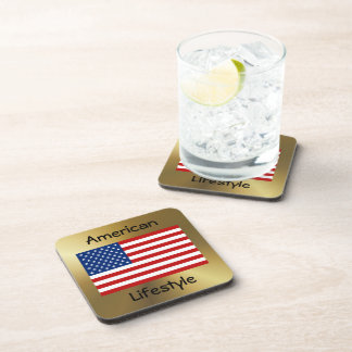 USA Flag+Text Coaster