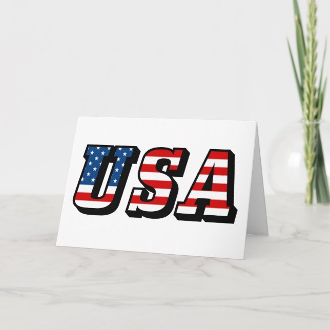 USA Flag Text Greeting Card (Front)