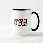 USA Flag Text Ringer Coffee Mug