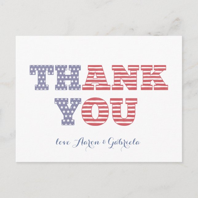 USA Flag Thank You For Shower or Birthday Postcard (Front)