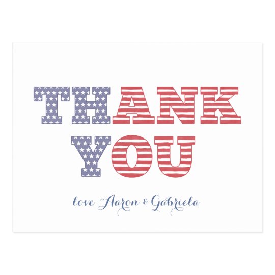 USA Flag Thank You For Shower or Birthday Postcard | Zazzle.com