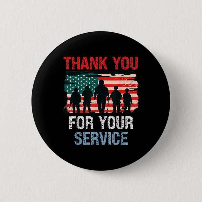 Usa Flag Thank You For Your Service - Memorial Button (Front)