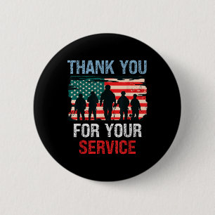 Usa Flag Thank You For Your Service - Memorial Button
