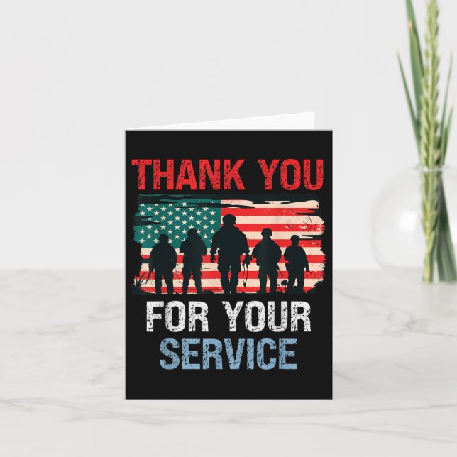 Usa Flag Thank You For Your Service - Memorial Card (Front)