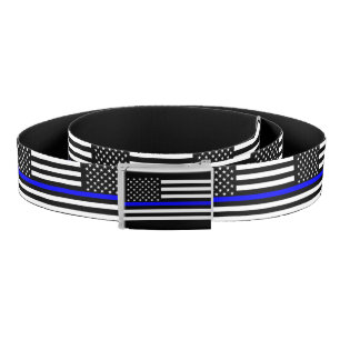 USA Flag The Thin Blue Line Theme Belt
