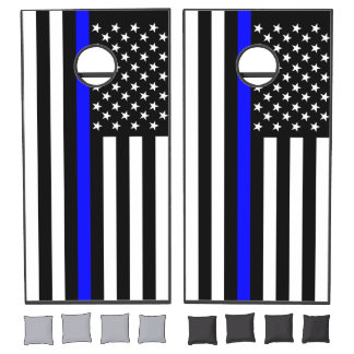 USA Flag The Thin Blue Line Theme Cornhole Set