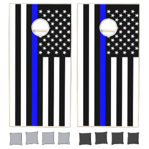 USA Flag The Thin Blue Line Theme Cornhole Set