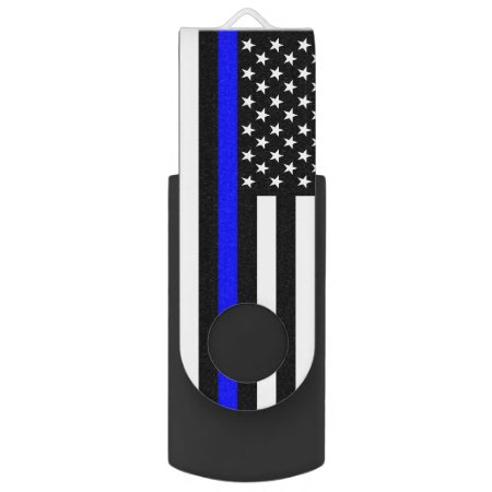 Usa Flag The Thin Blue Line Theme Flash Drive