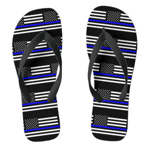 USA Flag The Thin Blue Line Theme Flip Flops