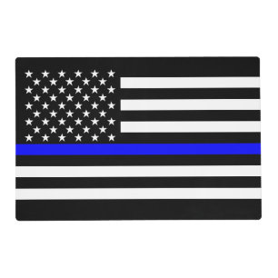 USA Flag The Thin Blue Line Theme Placemat