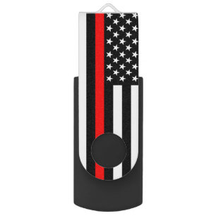 USA Flag The Thin Red Line Theme USB Flash Drive